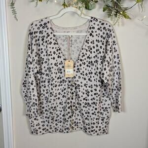 Fat Face Rose Printed Cardigan Leopard Button